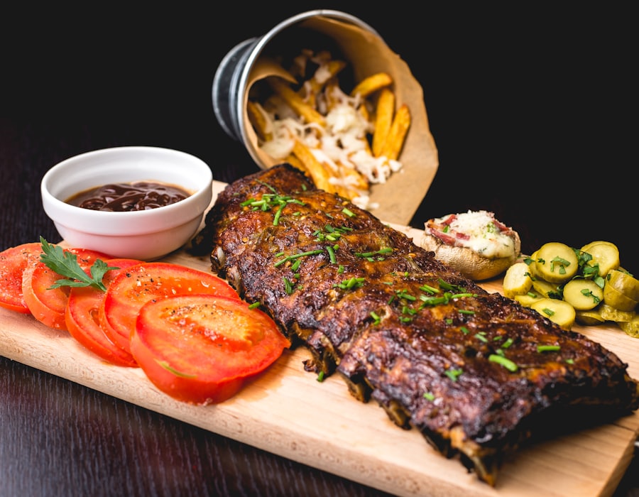 Charcoal-smoked barbecue platter